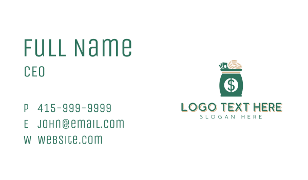 Finance Money Bag Business Card Design Image Preview