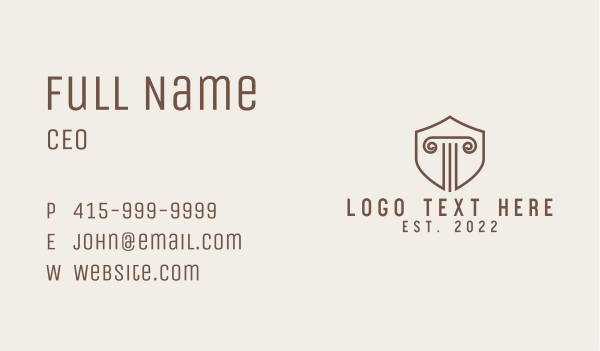 Classic Column Shield Business Card Design Image Preview