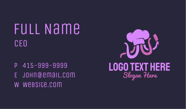 Purple Octopus Chef Business Card Design Image Preview