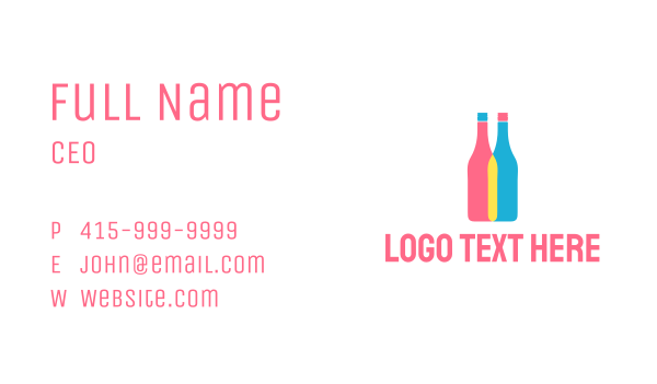 Colorful Wine Bottle  Business Card Design Image Preview