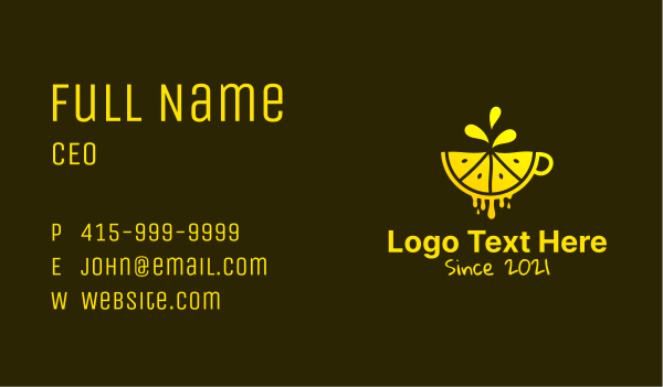 Lemon Juice Cup Business Card Design Image Preview