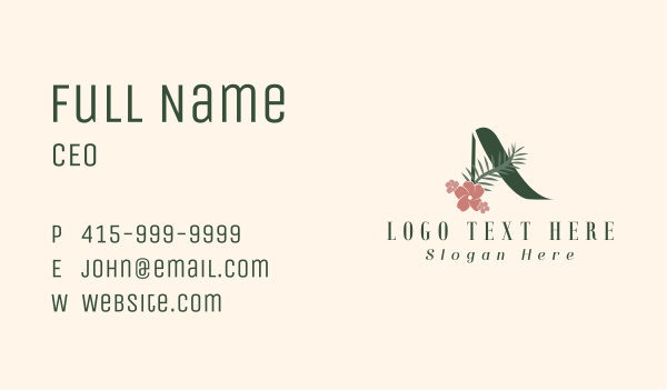 Tropical Flower Letter A Business Card Design Image Preview