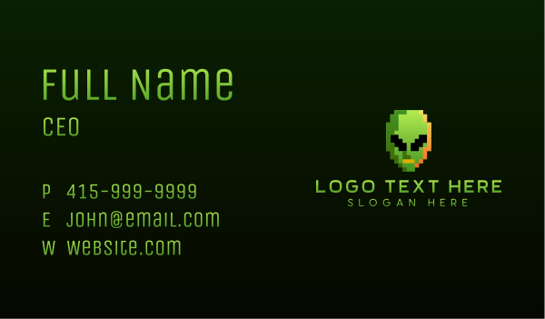 Alien Pixelated Gaming  Business Card Design Image Preview