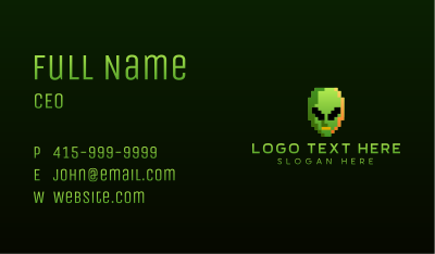Alien Pixelated Gaming  Business Card Image Preview