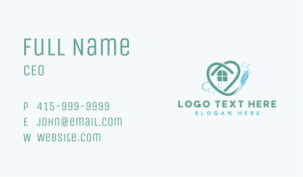 Heart House Cleaning Sponge Business Card Design Image Preview