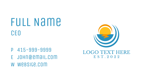 Aqua Beach Sunset  Business Card Design Image Preview