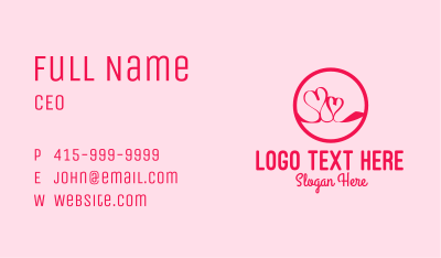 Pink Twin Hearts  Business Card