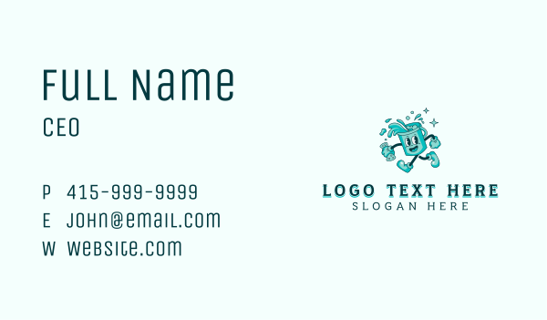 Cartoon Cleaning Bucket  Business Card Design Image Preview