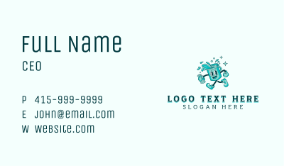 Cartoon Cleaning Bucket  Business Card Image Preview