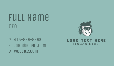 Headphones Guy Face Business Card Image Preview
