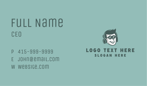 Headphones Guy Face Business Card Design Image Preview