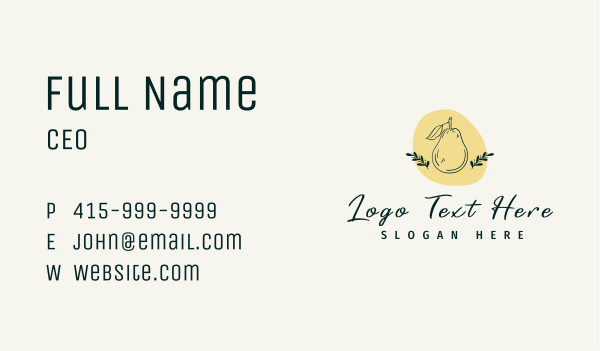 Organic Pear Fruit Business Card Design Image Preview