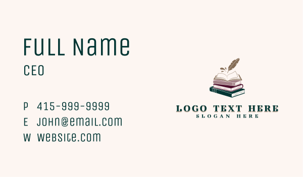 Book Author Quill Business Card Design Image Preview