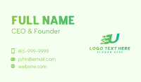 Green Speed Motion Letter U Business Card Image Preview