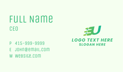 Green Speed Motion Letter U Business Card Image Preview