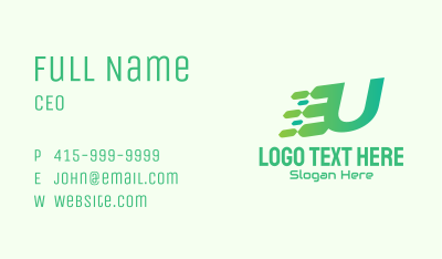 Green Speed Motion Letter U Business Card