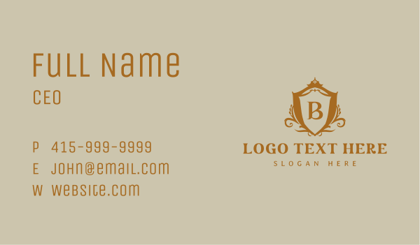 Ornate Royal Shield Business Card Design