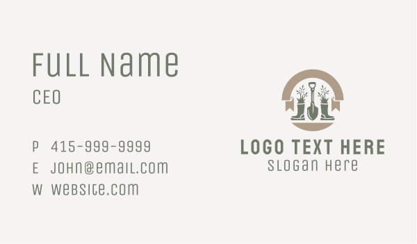 Boots Shovel Gardening Business Card Design Image Preview