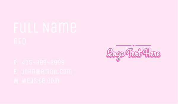 Girly Script Wordmark Business Card Design Image Preview