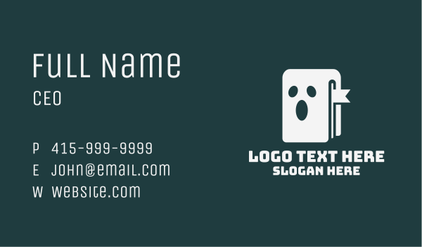 White Ghost Book Business Card Design Image Preview