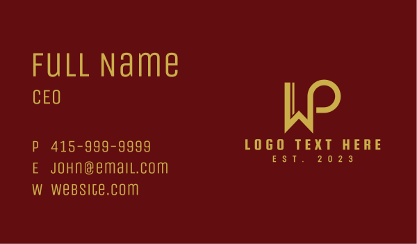 Gold Letter P Bookmark  Business Card Design Image Preview