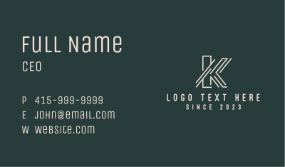 Corporate Lawyer Letter K  Business Card