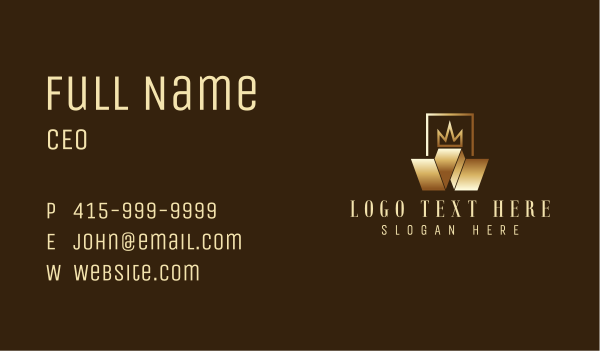 Royal Geometric Letter W Crown Business Card Design Image Preview
