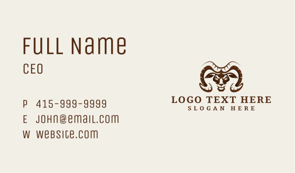 Wild Ram Horn Business Card Design Image Preview