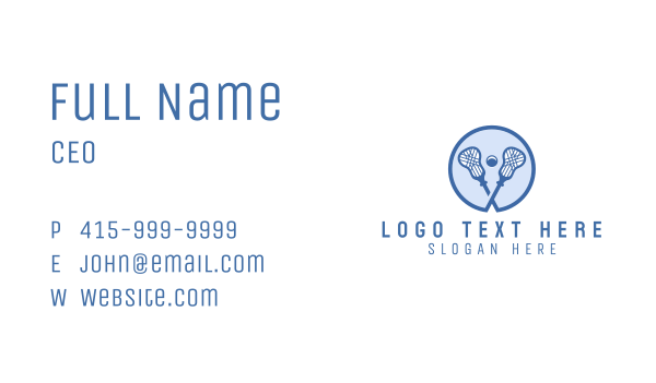Blue Lacrosse Sticks Business Card Design Image Preview