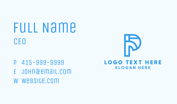 Blue Corporate Letter P Business Card Design Image Preview