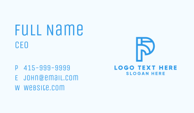 Blue Corporate Letter P Business Card Image Preview