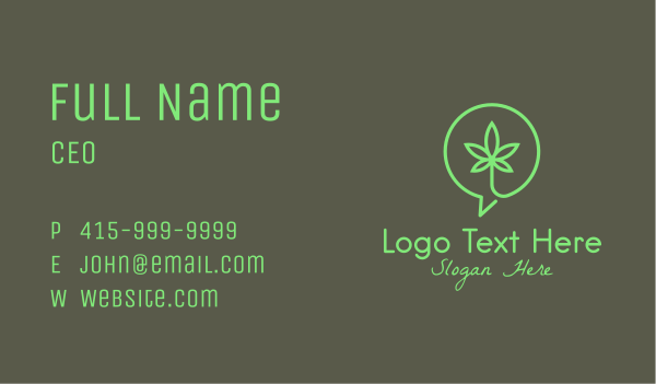 Cannabis Chat Support Business Card Design Image Preview