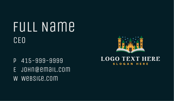 Castle Bookstore Learning Business Card Design Image Preview