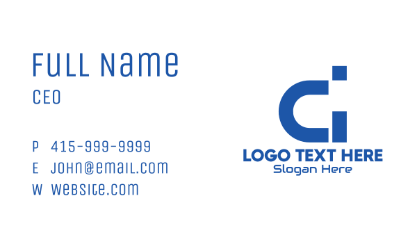 Blue Tech CI Business Card Design Image Preview