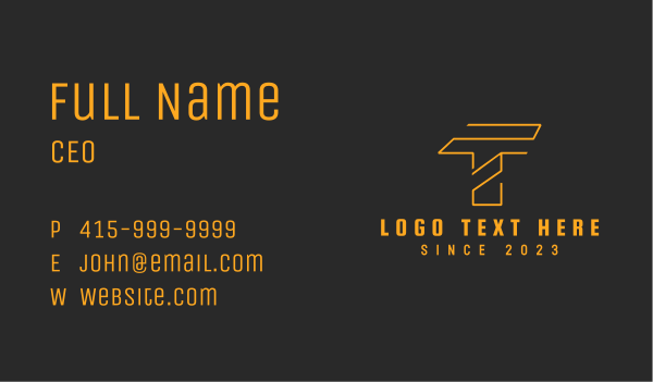 Gold Modern Letter T Business Card Design Image Preview