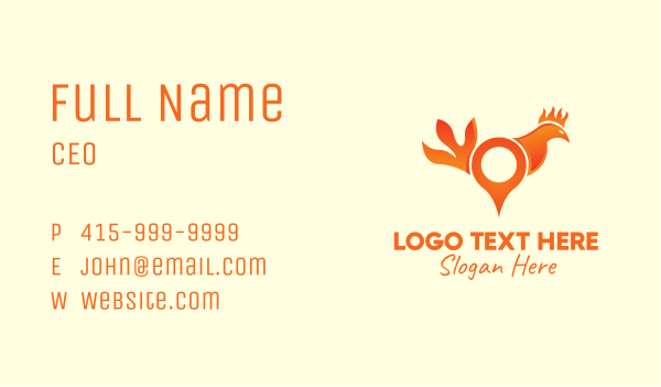 Orange Rooster Location Pin Business Card Design