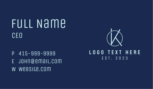 Minimalist Circle Letter K Business Card Design Image Preview