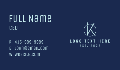 Minimalist Circle Letter K Business Card Image Preview