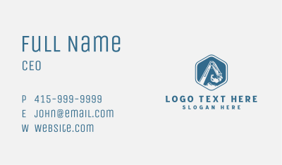 Hexagon Excavator Industrial Construction Business Card Image Preview