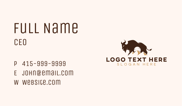 Buffalo Bison Mountain Business Card Design Image Preview