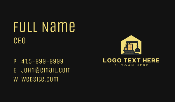 Heavy Equipment Construction Crane Business Card Design Image Preview