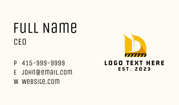 Excavator Letter D Business Card Design Image Preview