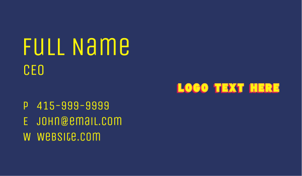Retro Game Wordmark Business Card Design Image Preview
