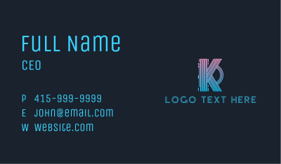 Futuristic Letter K Gaming  Business Card Image Preview