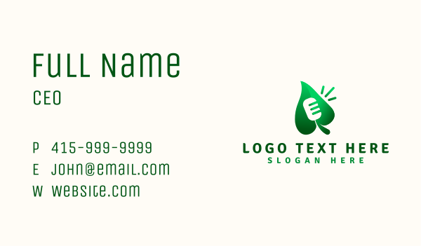 Leaf Microphone Podcast Business Card Design Image Preview