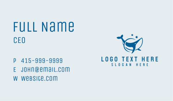 Whale Sea Creature Business Card Design Image Preview