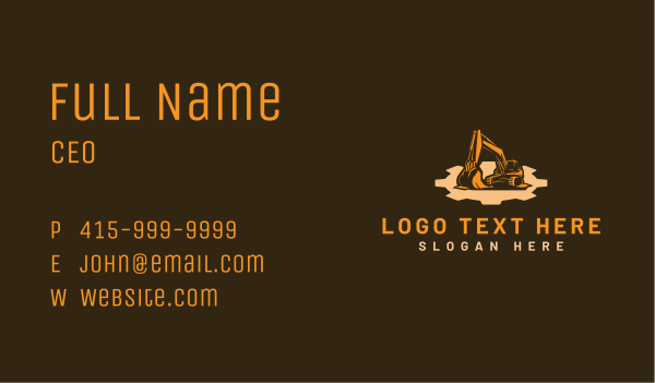 Cogwheel  Excavator Machine Business Card Design Image Preview