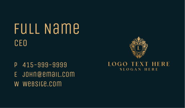 Royal Shield Wreath Business Card Design Image Preview