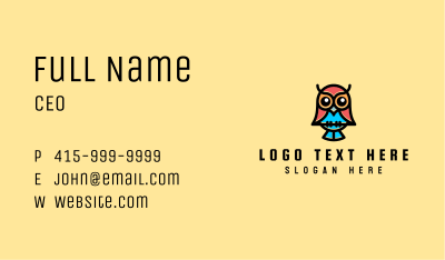 Owl Aviary Mascot Business Card Image Preview