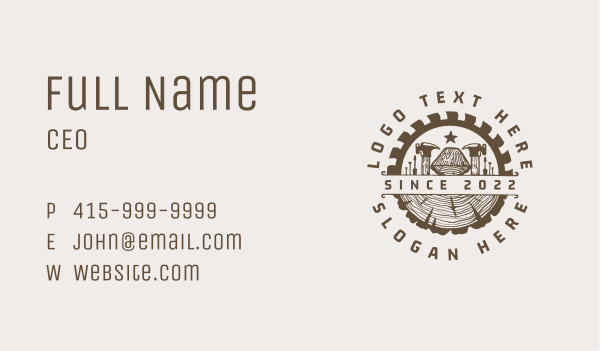 Wood Log Carpentry Badge Business Card Design Image Preview